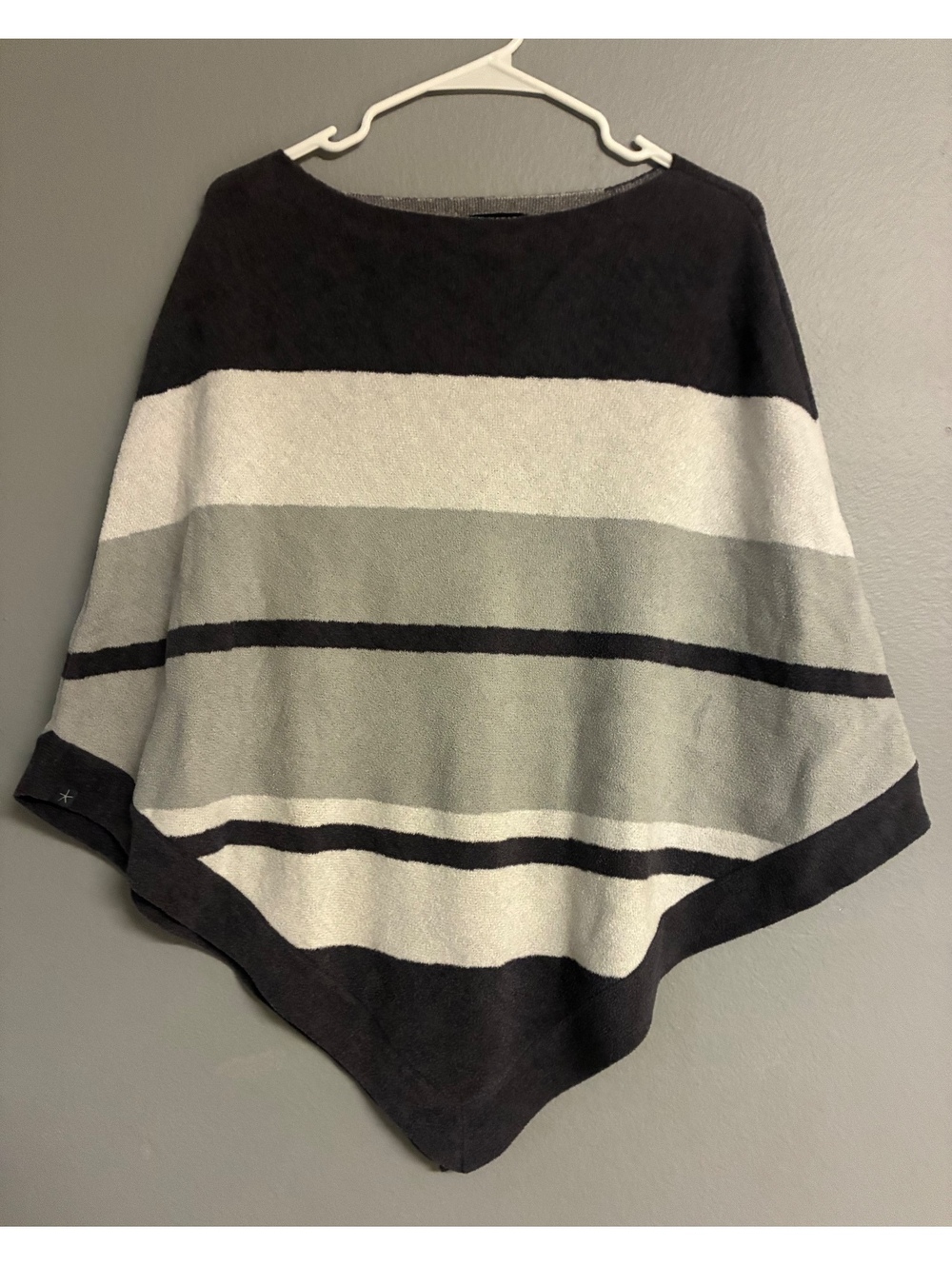 Barefoot Dreams CozyChic Ultra Lite Striped Poncho One Size Black Gray White